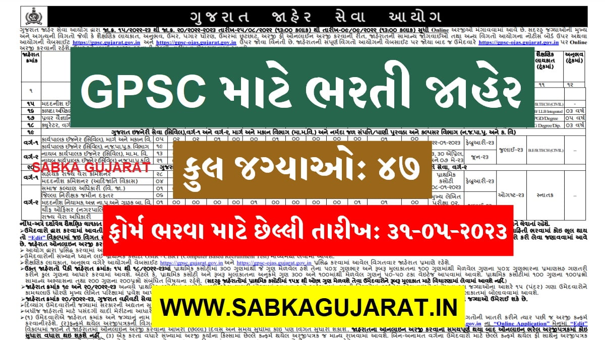 GPSC Recruitment 2023 For Various Posts Sabka Gujarat Maru Gujarat